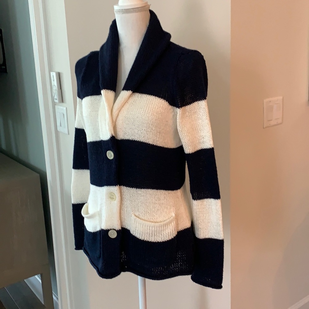 LAST DAY!! Lauren navy and white cardigan medium